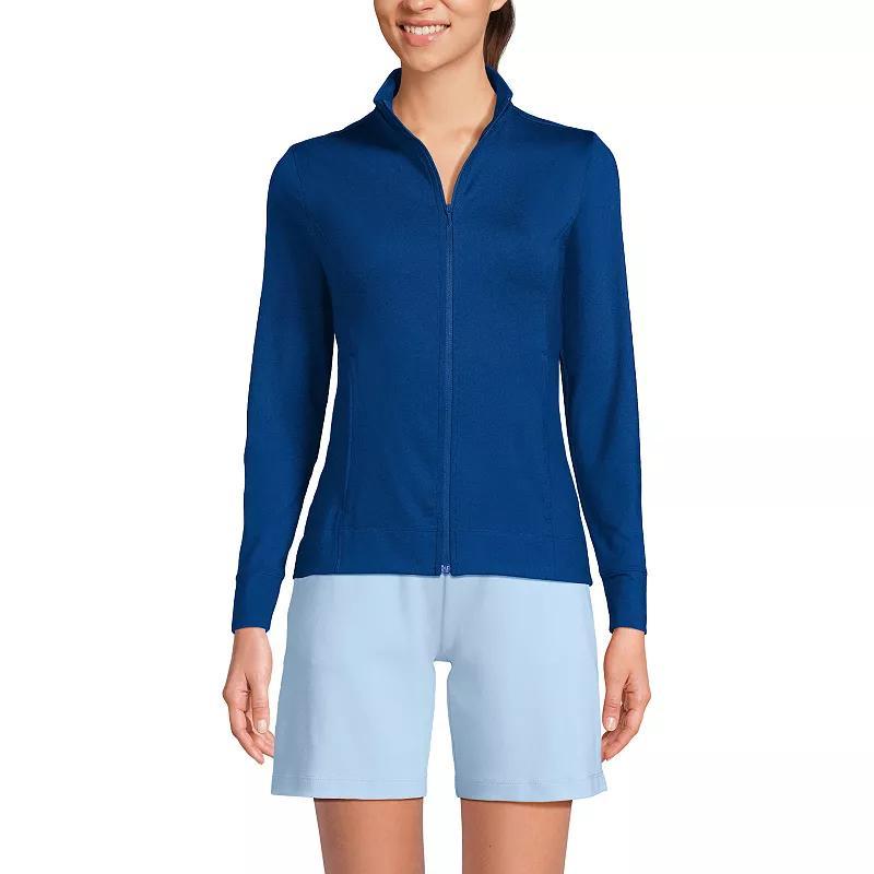 Women's Lands' End Long Sleeve High Impact Front Zip Jacket, Size: Large, Washed Green Product Image