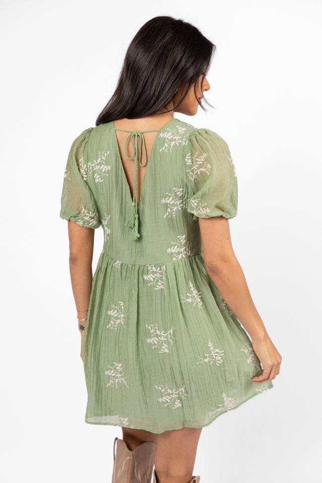 Figured It Out Sage Stitched Detail Mini Dress FINAL SALE Product Image