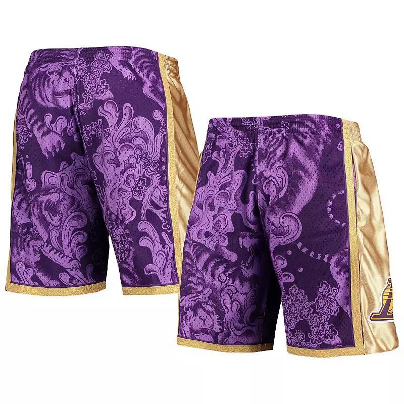 Men's Mitchell & Ness Purple Los Angeles Lakers Hardwood Classics Lunar New Year Swingman Shorts, Size: 2XL Product Image