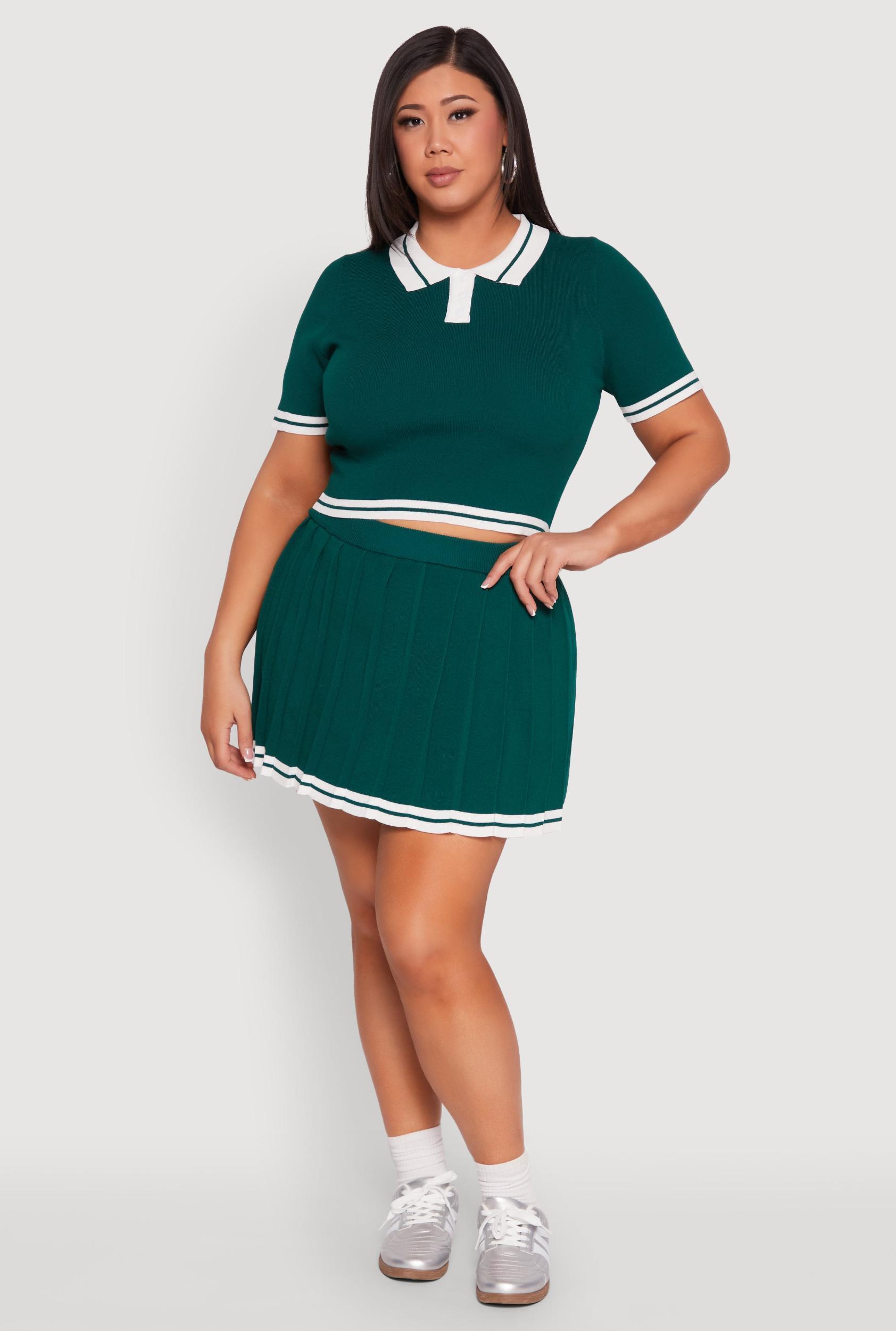 Womens Plus Size Daisy Varsity Stripe Pleated Skort Product Image
