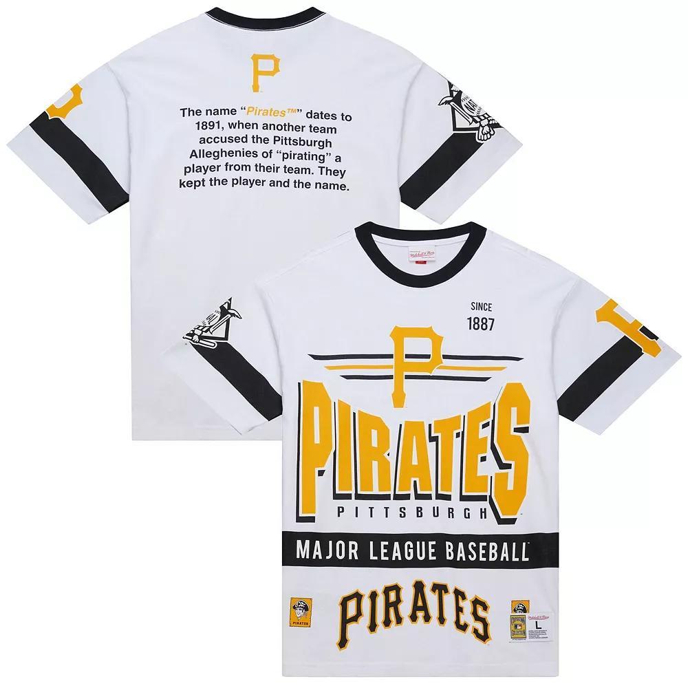 Men's Mitchell & Ness White Pittsburgh Pirates Cooperstown Collection Team Origins Premium T-Shirt, Size: 3XL Product Image