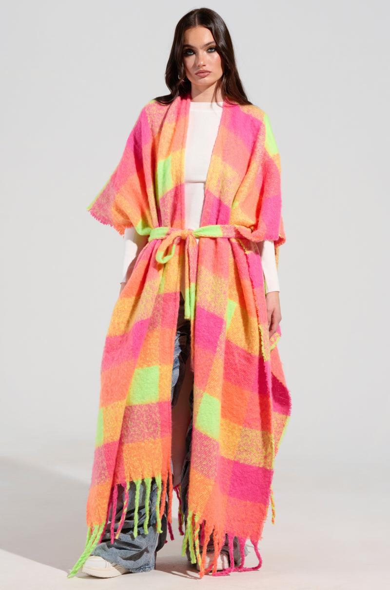 UNDER THE SUN PLAID PONCHO Product Image