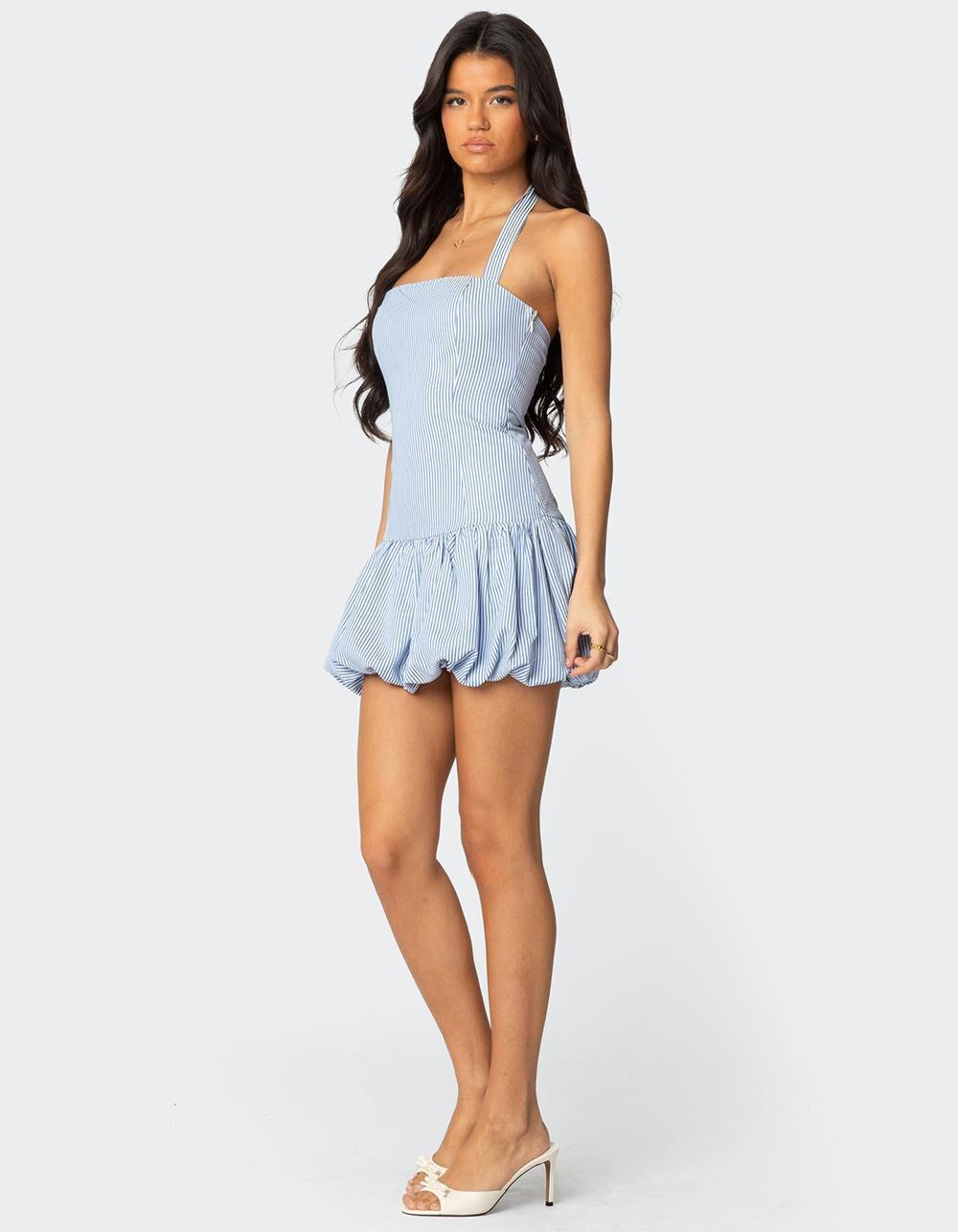 EDIKTED Pinstripe Bubble Skirt Mini Dress Product Image