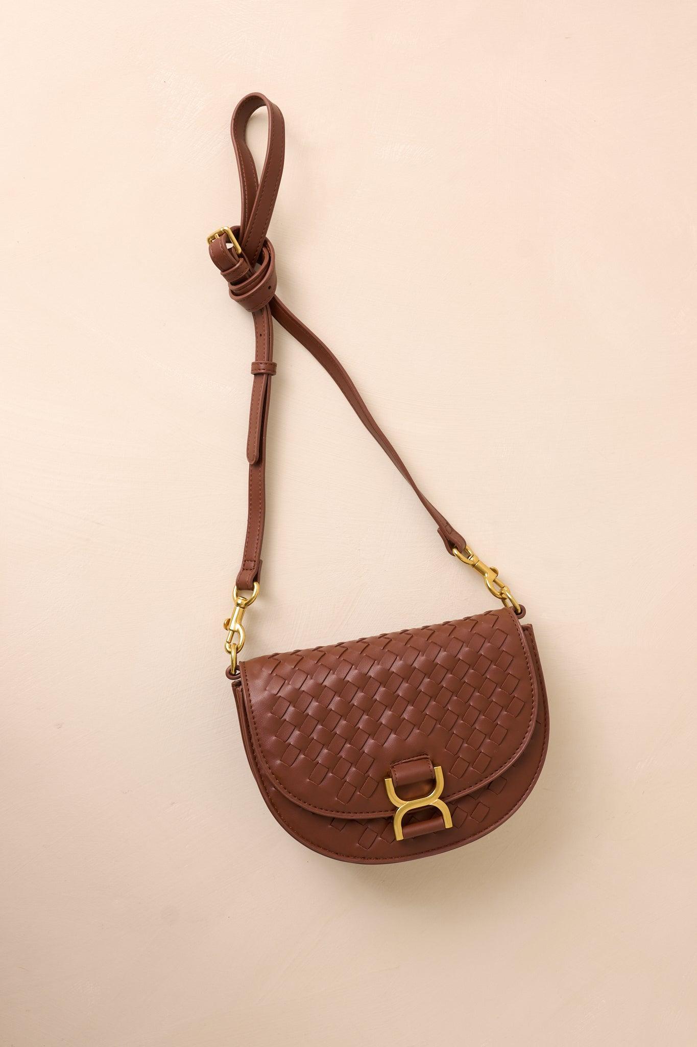 Tempest’s Call Chocolate Brown Woven Faux Leather Handbag Product Image