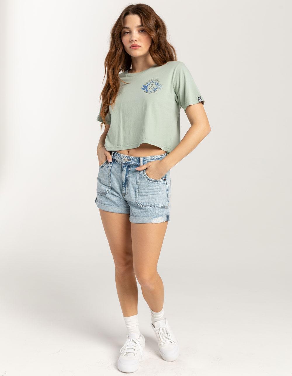 SALTY CREW Fin and Yang Womens Crop Tee - JADE Product Image