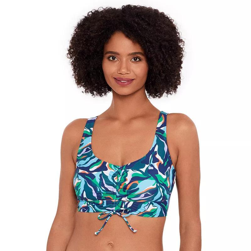 Women's Eco Beach Longline Scoopneck Tie Front Bikini Top, Size: Large, Kelpforest Product Image