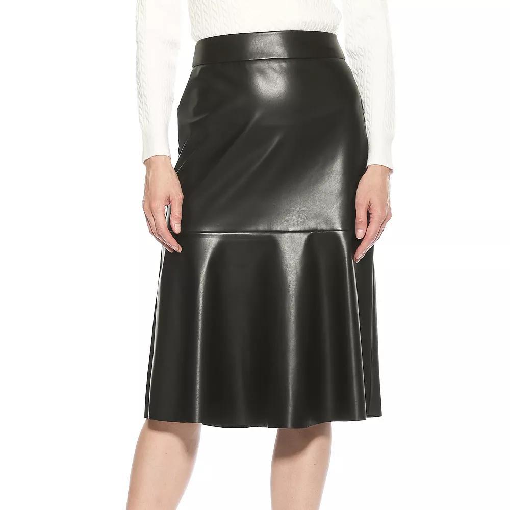 Women's ALEXIA ADMOR Ezra Midi Faux Leather Flared Skirt, Size: Small Product Image