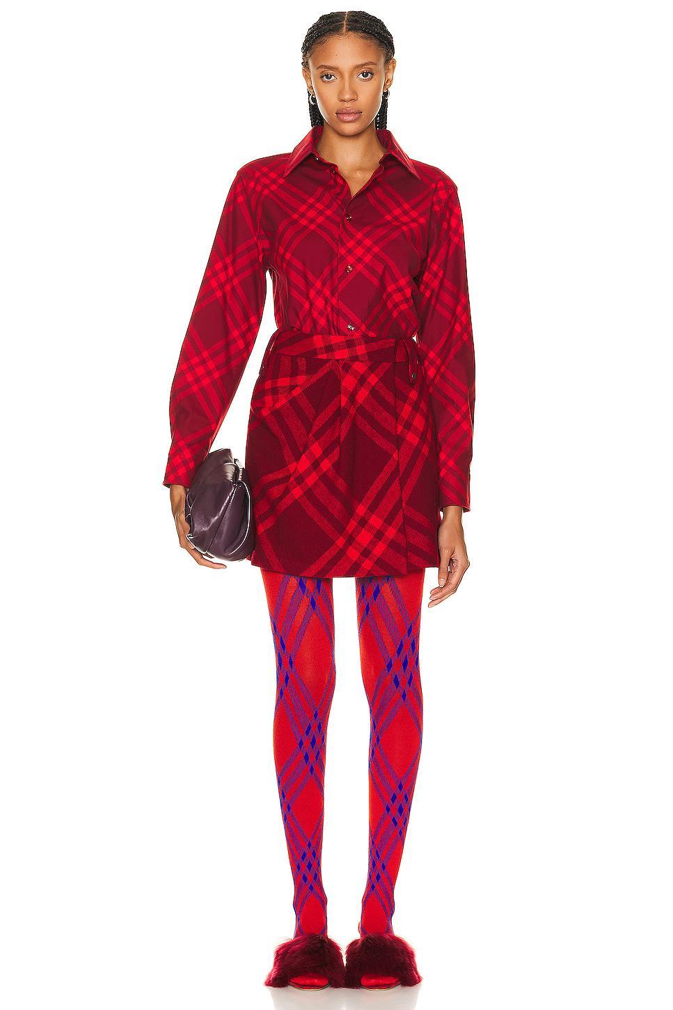 Burberry Printed Tights in Red Product Image