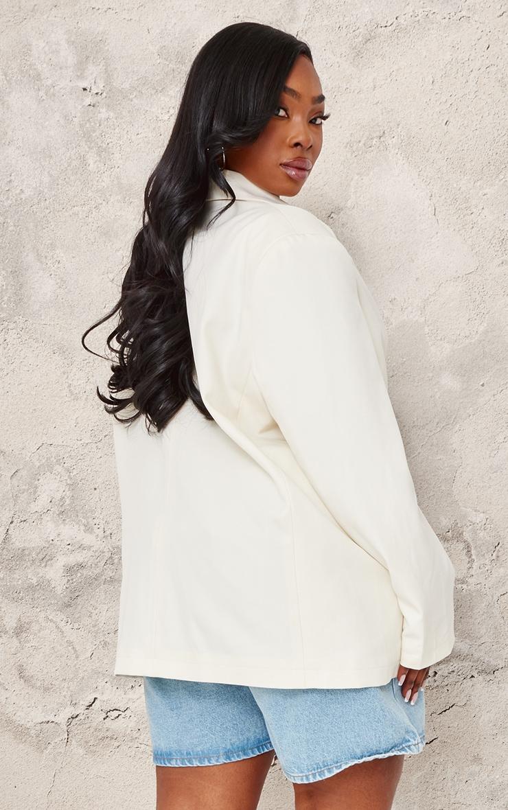 Plus Ecru Seam Detail Structured Oversized Blazer Product Image