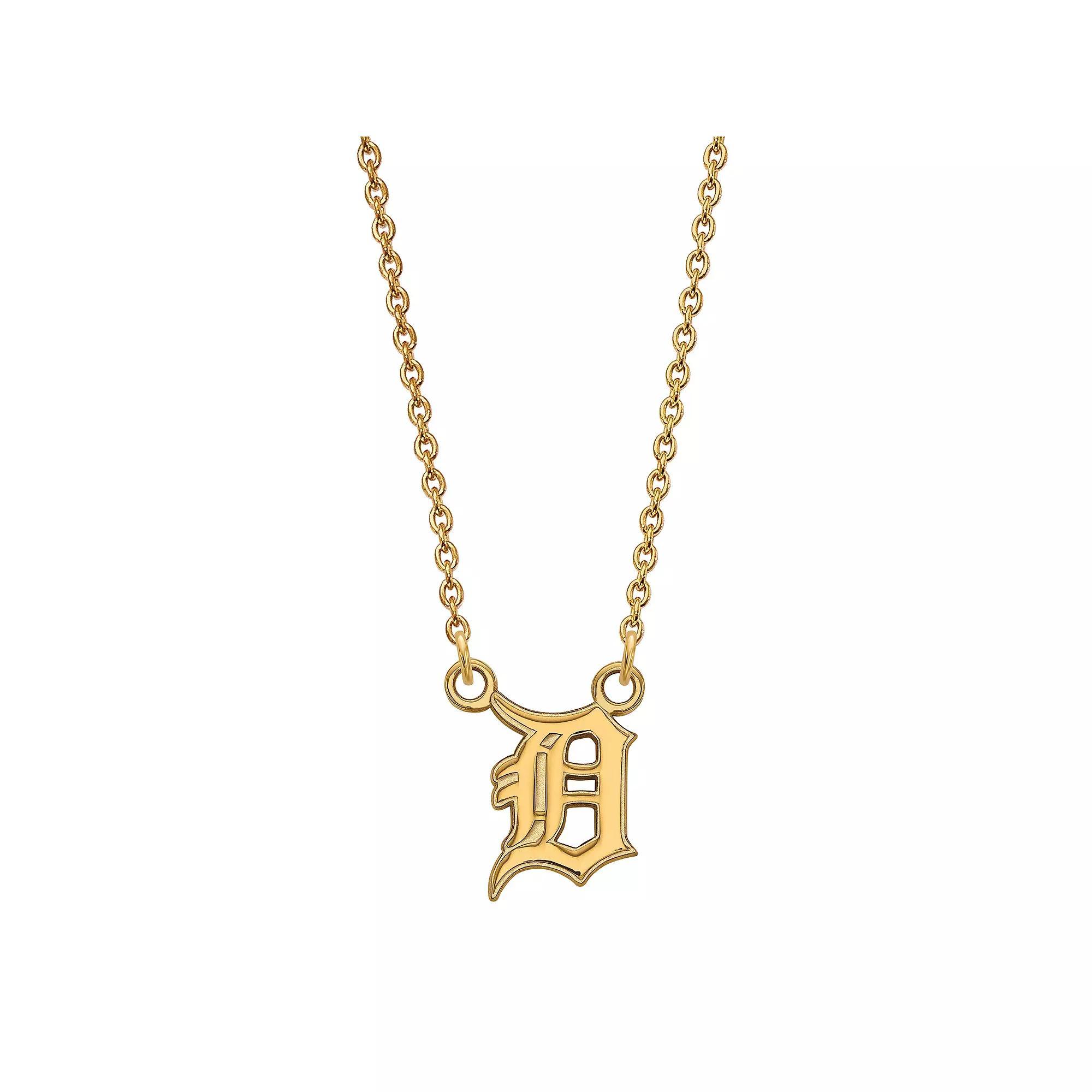 LogoArt Sterling Silver Detroit Tigers Small Pendant Necklace, Women's, Gold Tone Product Image