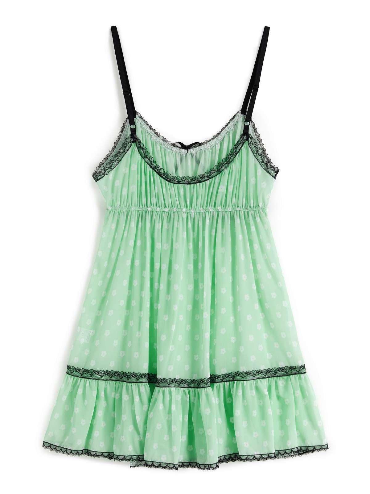 Lace Trim Floral Mini Dress Product Image