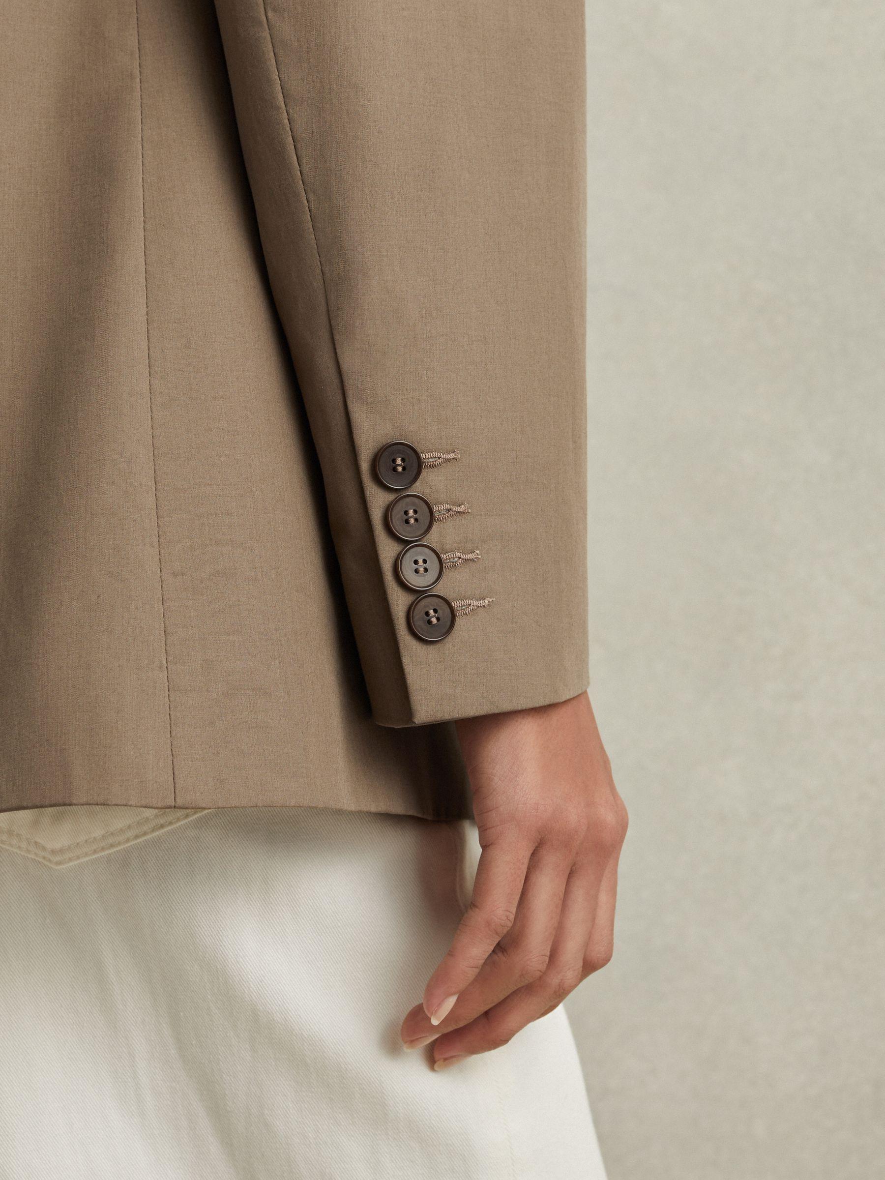 Single Breasted Cotton Blazer in Taupe Product Image