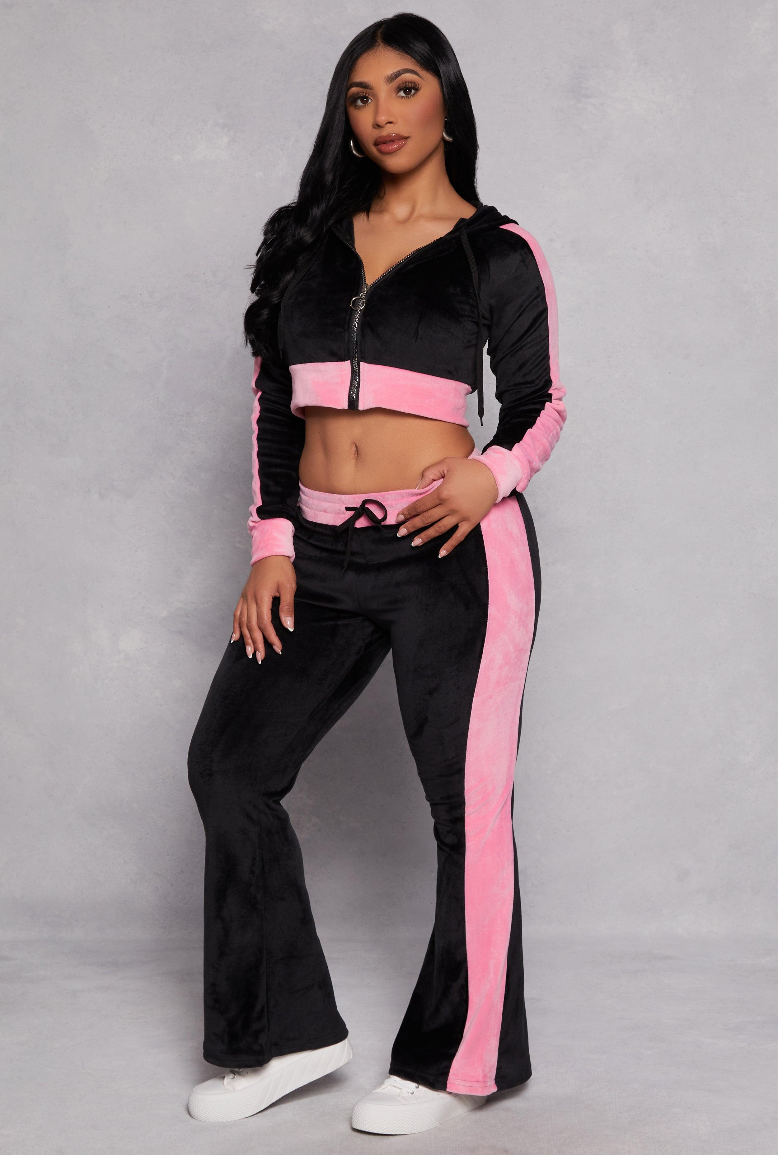 Womens Velour Side Stripe Flare Pants Product Image
