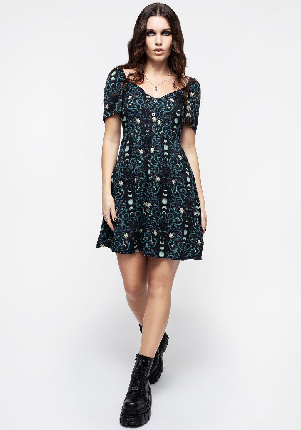 Pythia Print Button Front Mini Dress Product Image