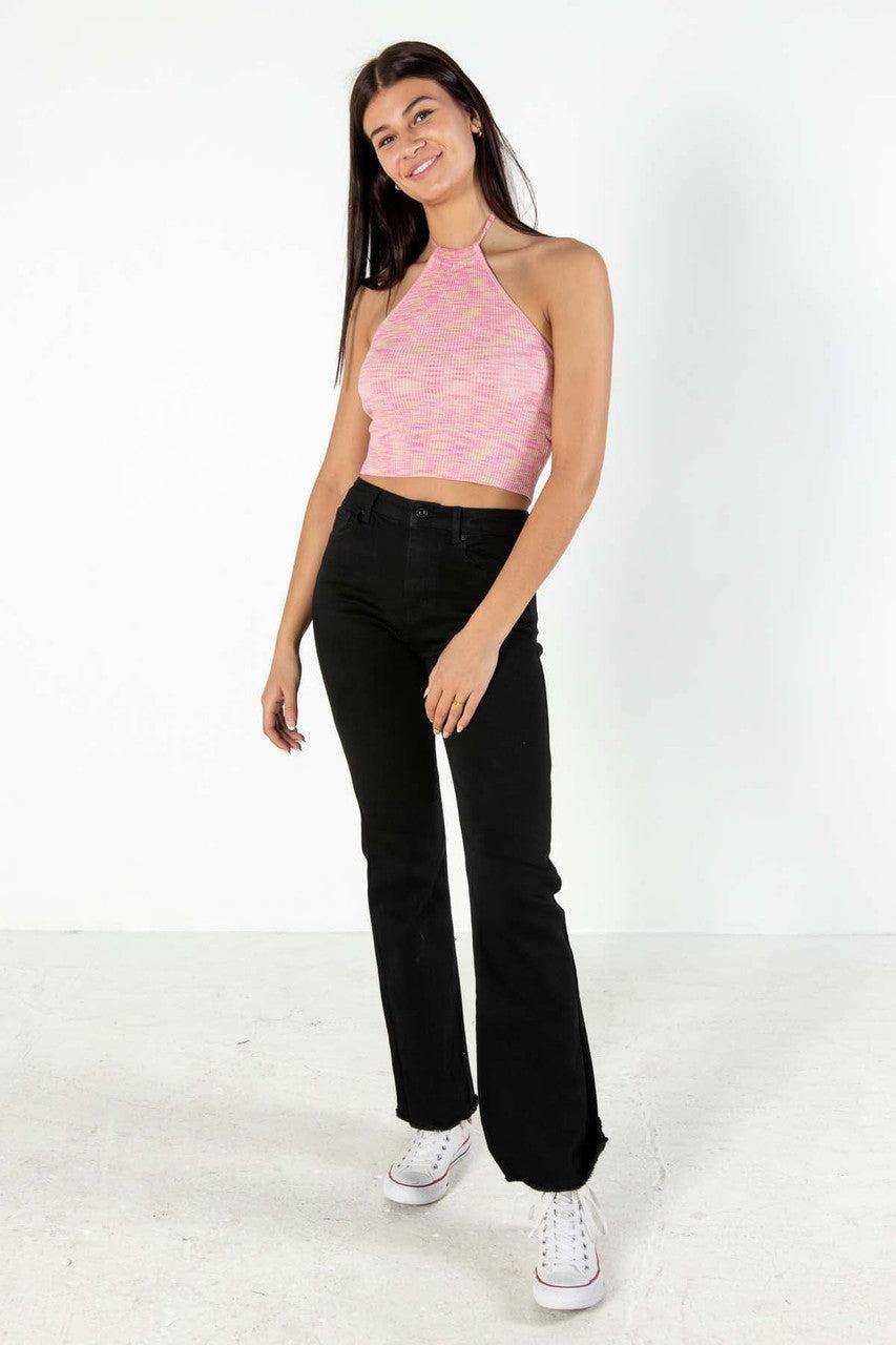 Pink Blossom Space Dye Knit Halter Top Product Image