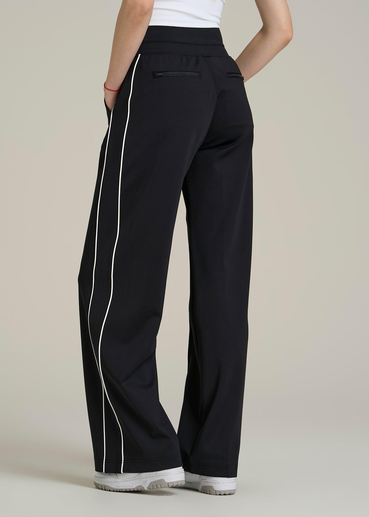 Track Pants with Piping for Tall Women in Black Product Image