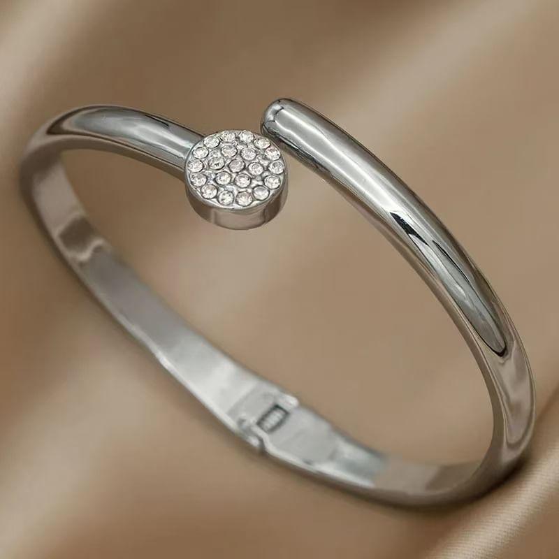 Rhinestone Stainless Steel Open Bangle Product Image