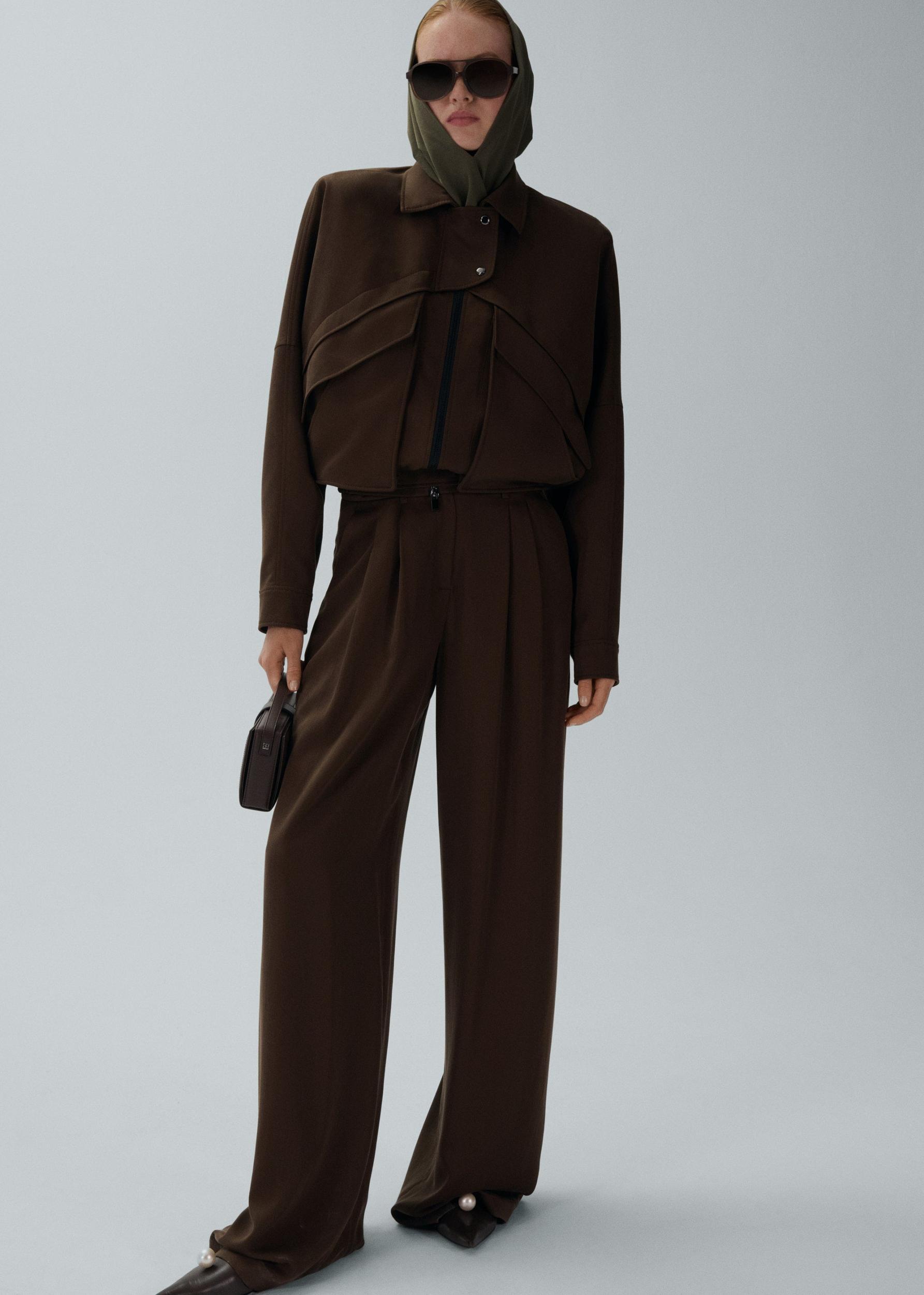 Wide-leg lyocell trousers in brown Product Image