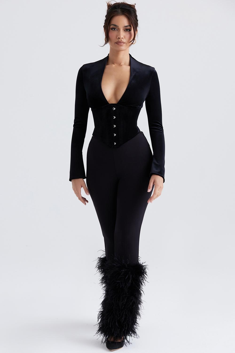 Nicolette  black trimmed trousers Product Image