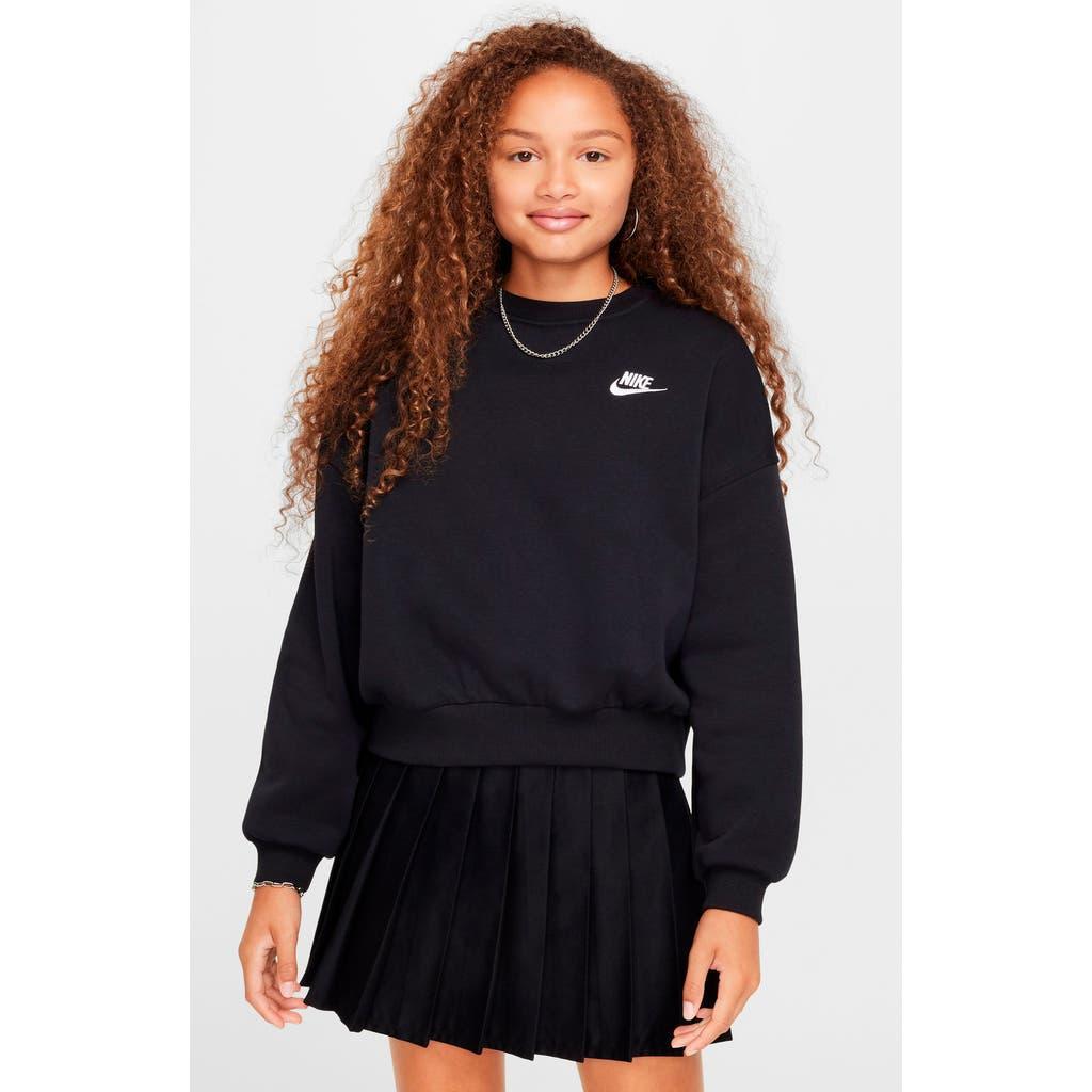 Nike Kids' Sportswear Club Fleece Crewneck Sweatshirt in Black/White at Nordstrom, Size Xs Product Image