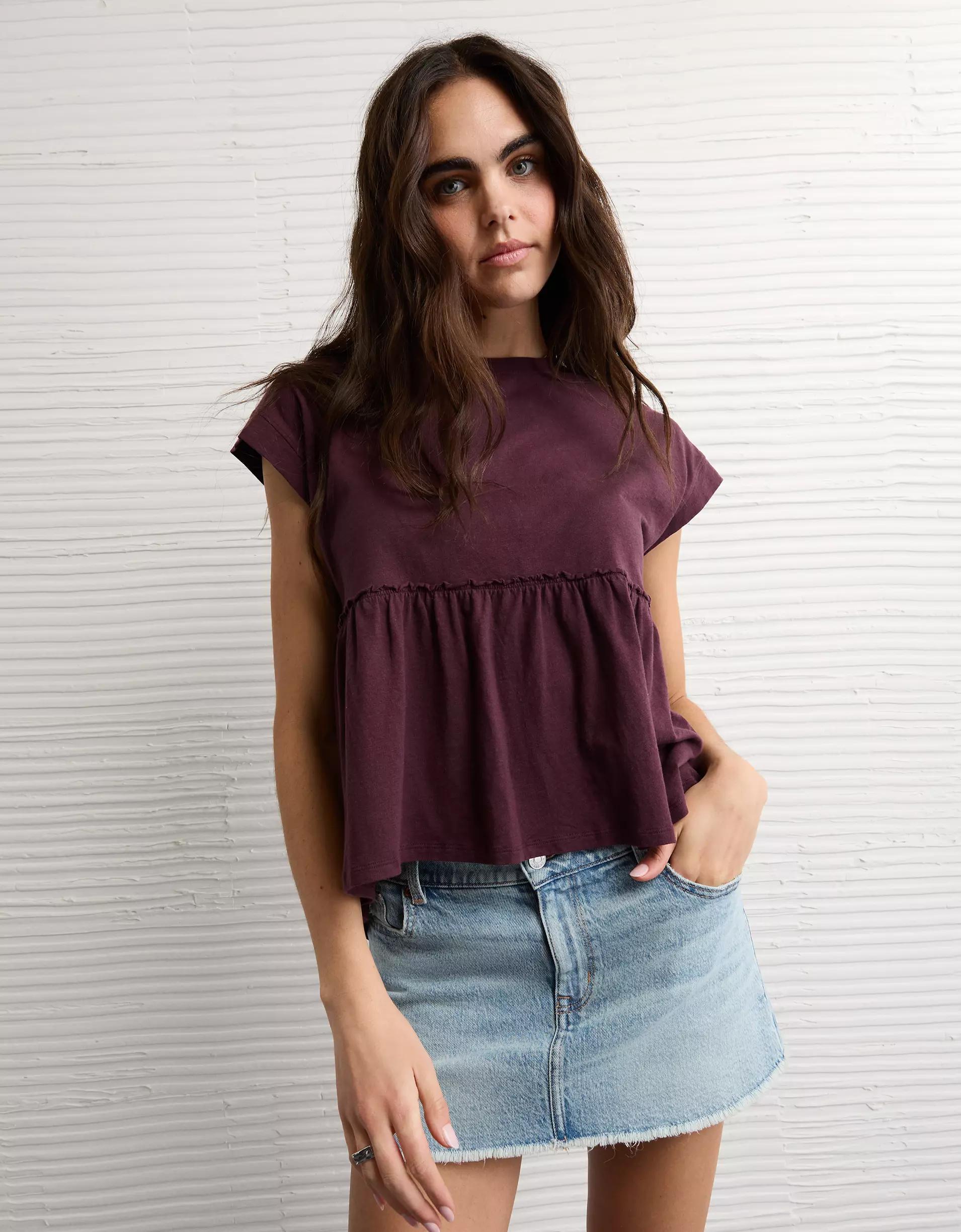 AE Sunchaser Knit Tie Back Babydoll T-Shirt Product Image
