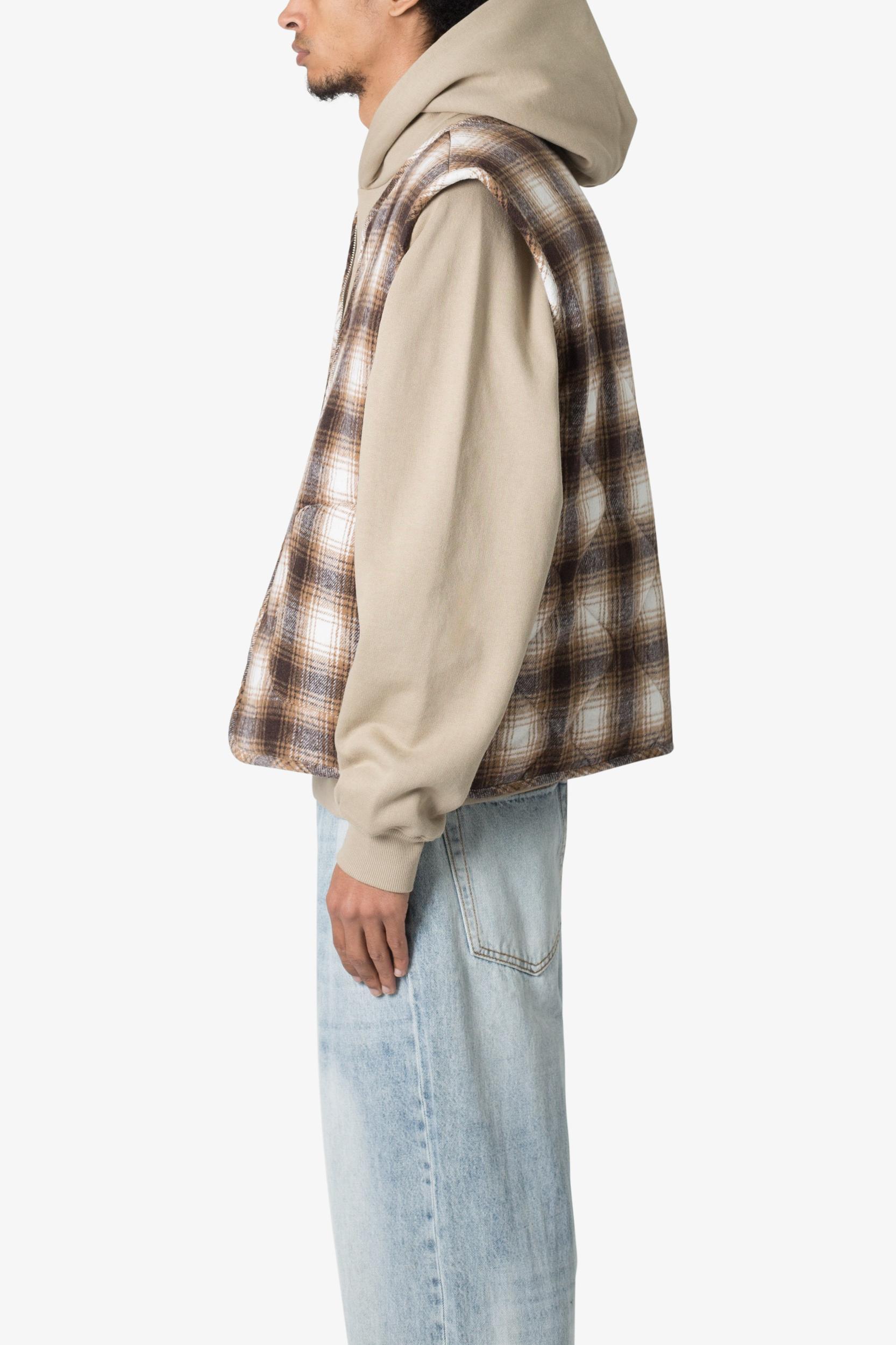 Brushed Plaid Vest - Brown/White Product Image