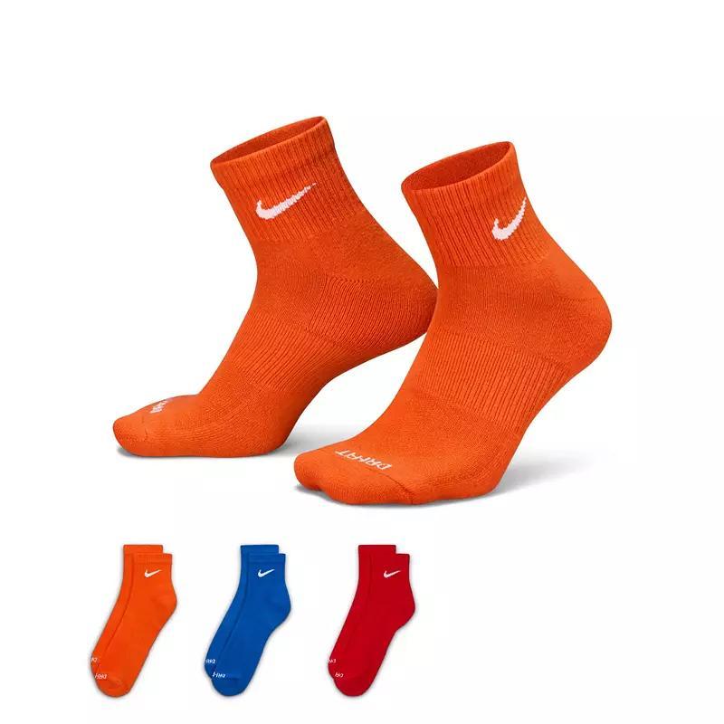 Men's Nike 3-pack Everyday Plus Cushion Ankle Training Socks, Size: 8-12, Orange Royal Red Product Image