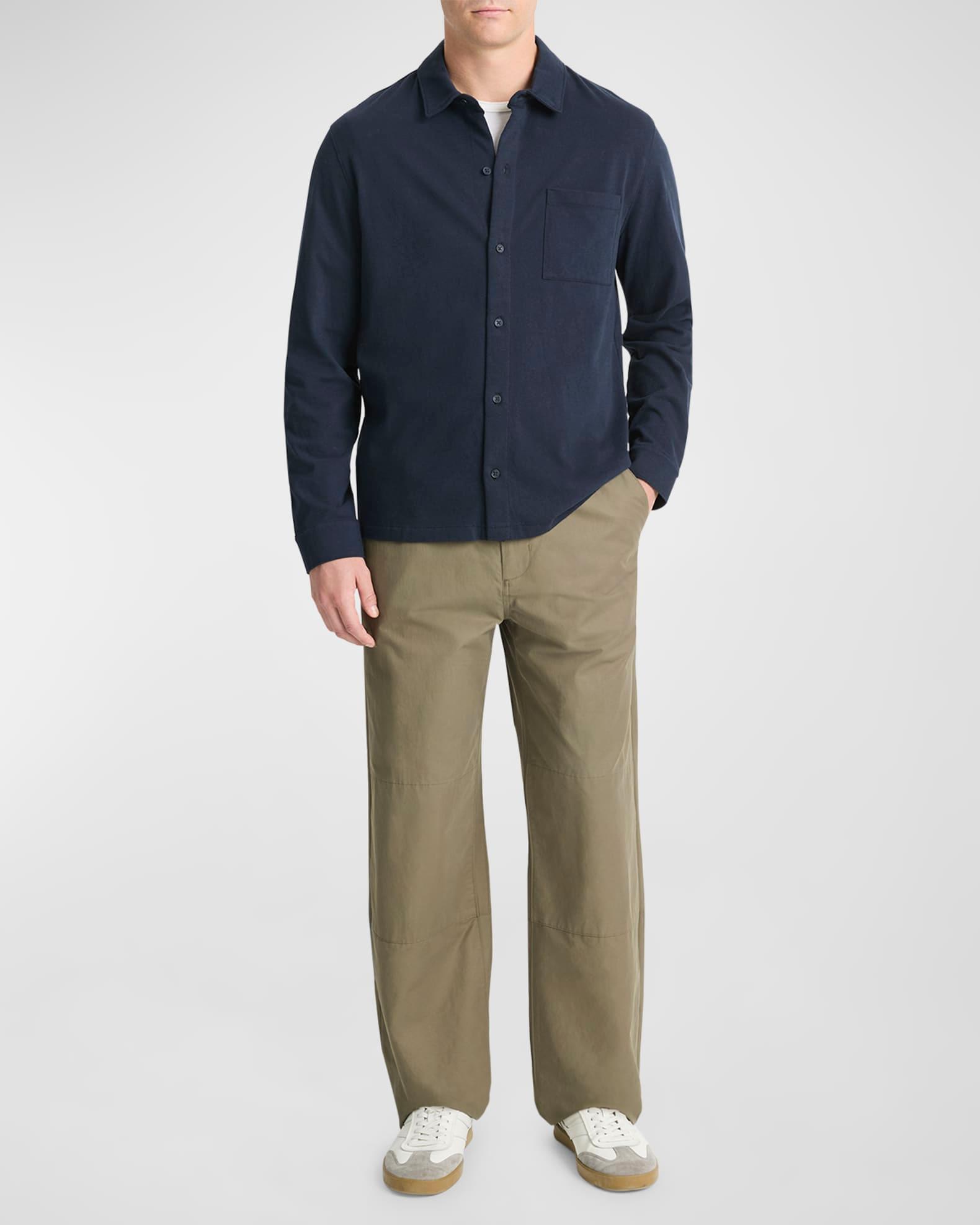 Men's Sueded Jersey Casual Button-Down Shirt Product Image