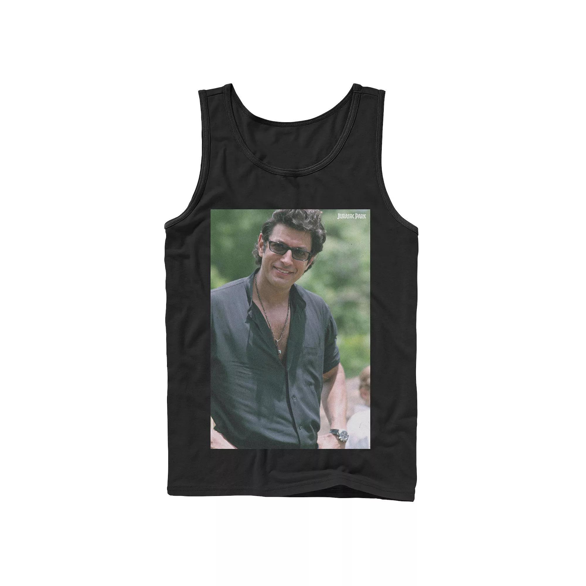 Men's Jurassic Park Jeff Goldblum Smile Poster Style Tank Top, Size: Small, Grey Product Image