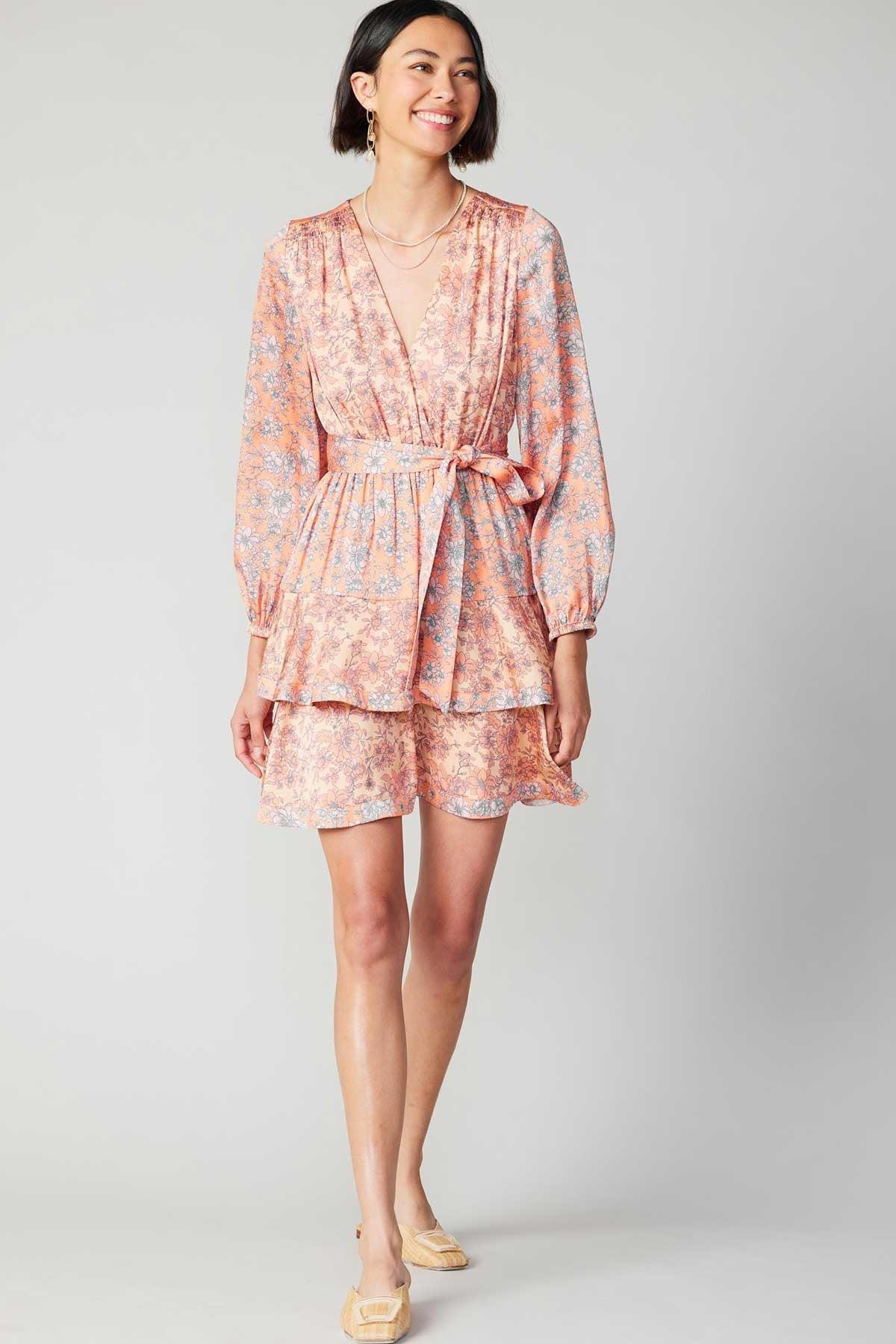 FINAL SALE April Floral Mini Dress | Coral Product Image