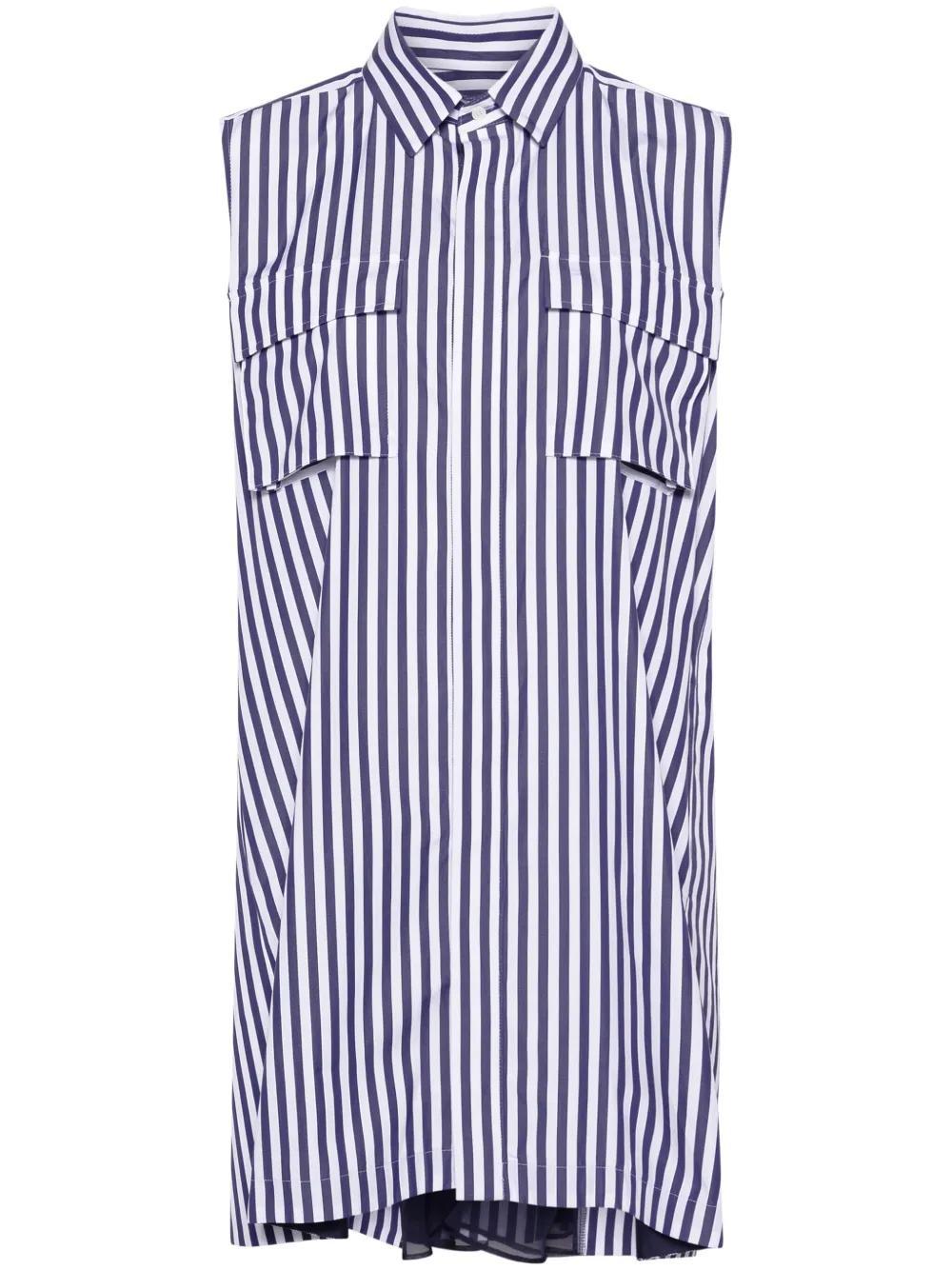 SACAI Cotton Poplin Shirt Dress In Blue Product Image
