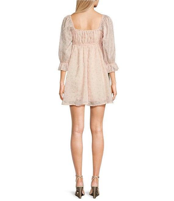 Allison & Kelly Floral Print Square Neck 3/4 Puff Sleeve Dress Product Image