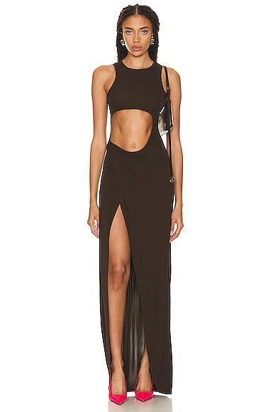 Zeynep Arcay Cutout Dress in Chocolate Product Image