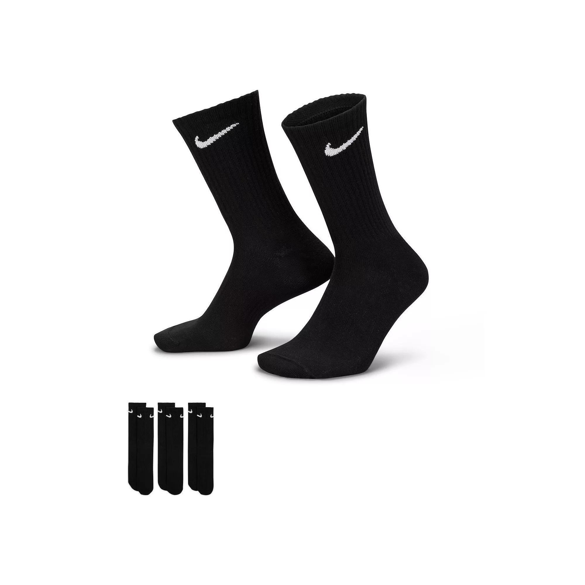 Women's Nike 3-Pack Everyday Lightweight Training Crew Socks, Size: Medium, Black Product Image