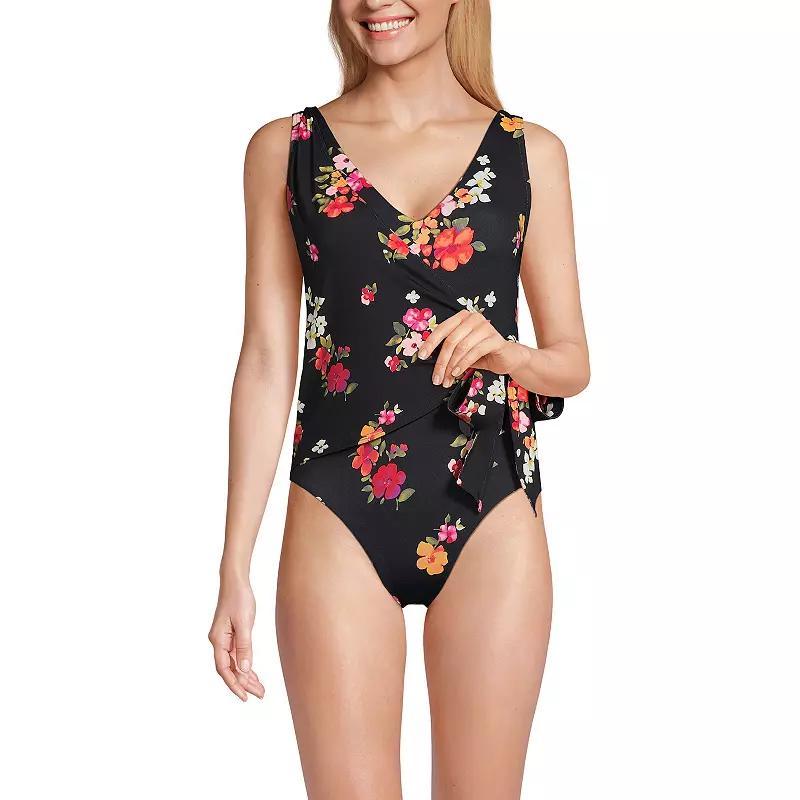 Womens Lands End Chlorine Resistant High Leg One-Piece Swimsuit Product Image