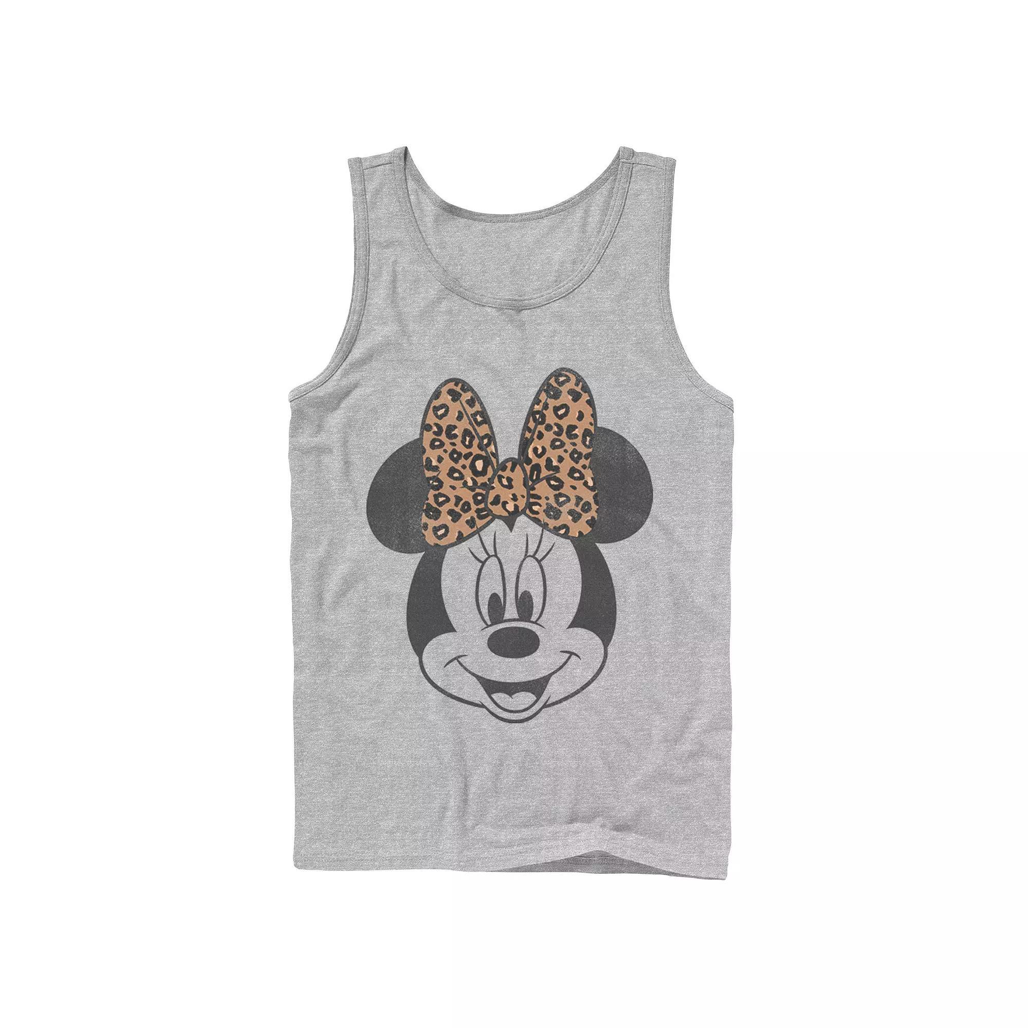 Disney's Minnie Mouse Men's Leapord Print Bow Portrait Tank Top, Boy's, Size: Large, Athletic Grey Product Image