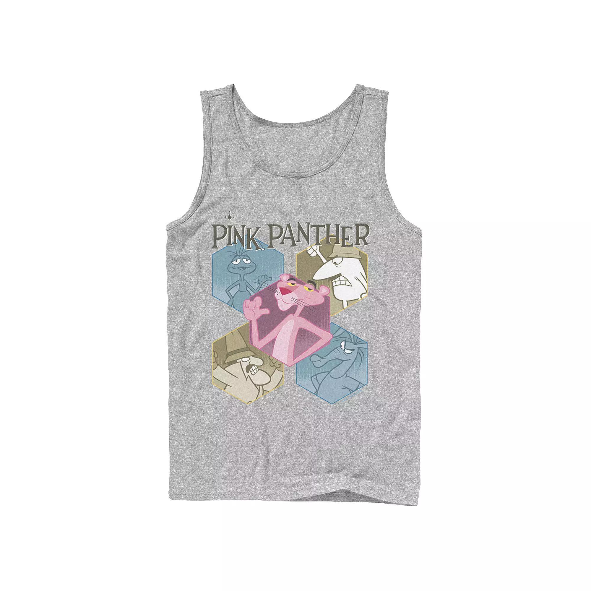Men's Pink Panther Hexagonal Portraits Tank Top, Size: Large, Athletic Grey Product Image