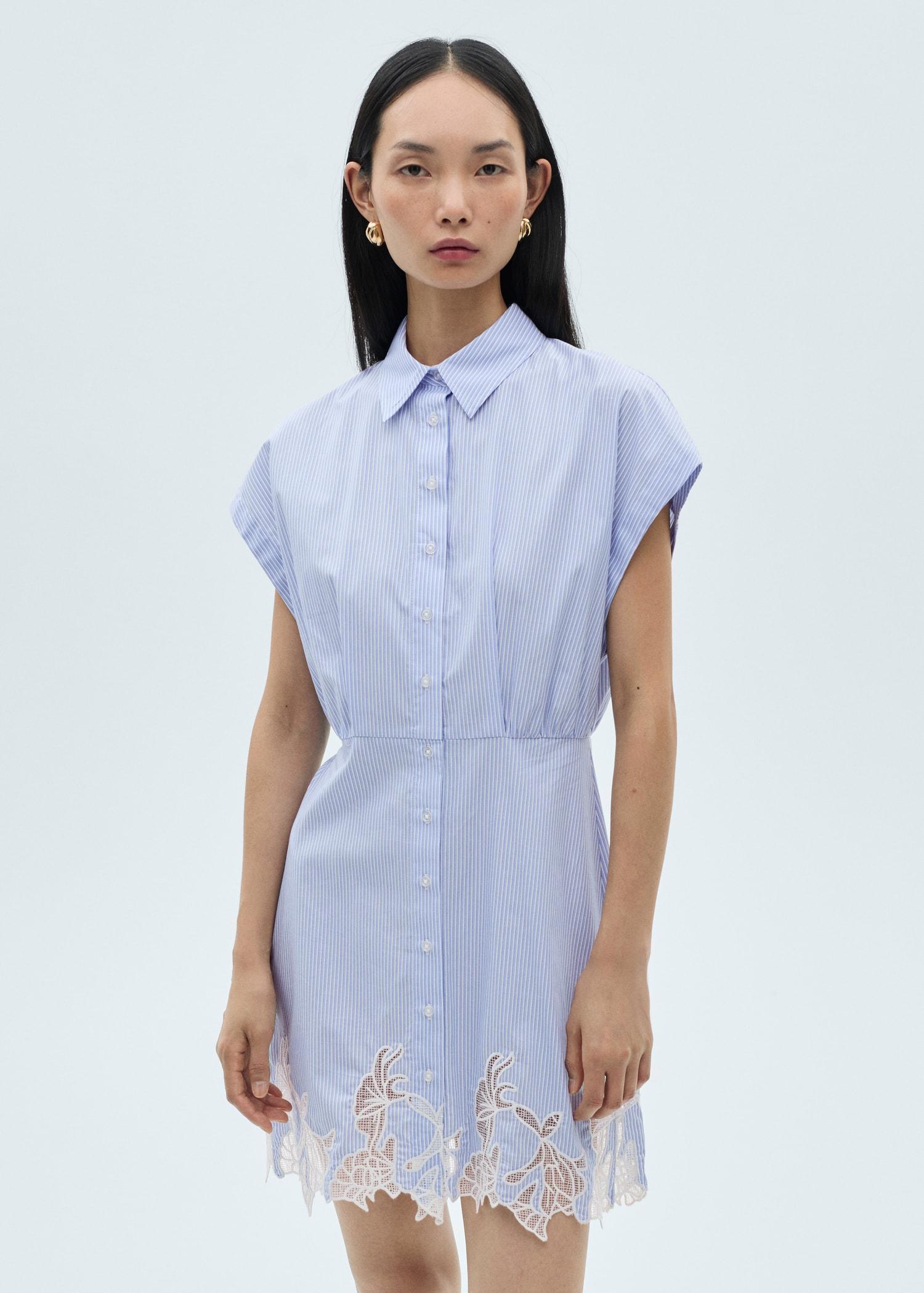 Lace detail shirt dress - Women | MANGO USA Product Image