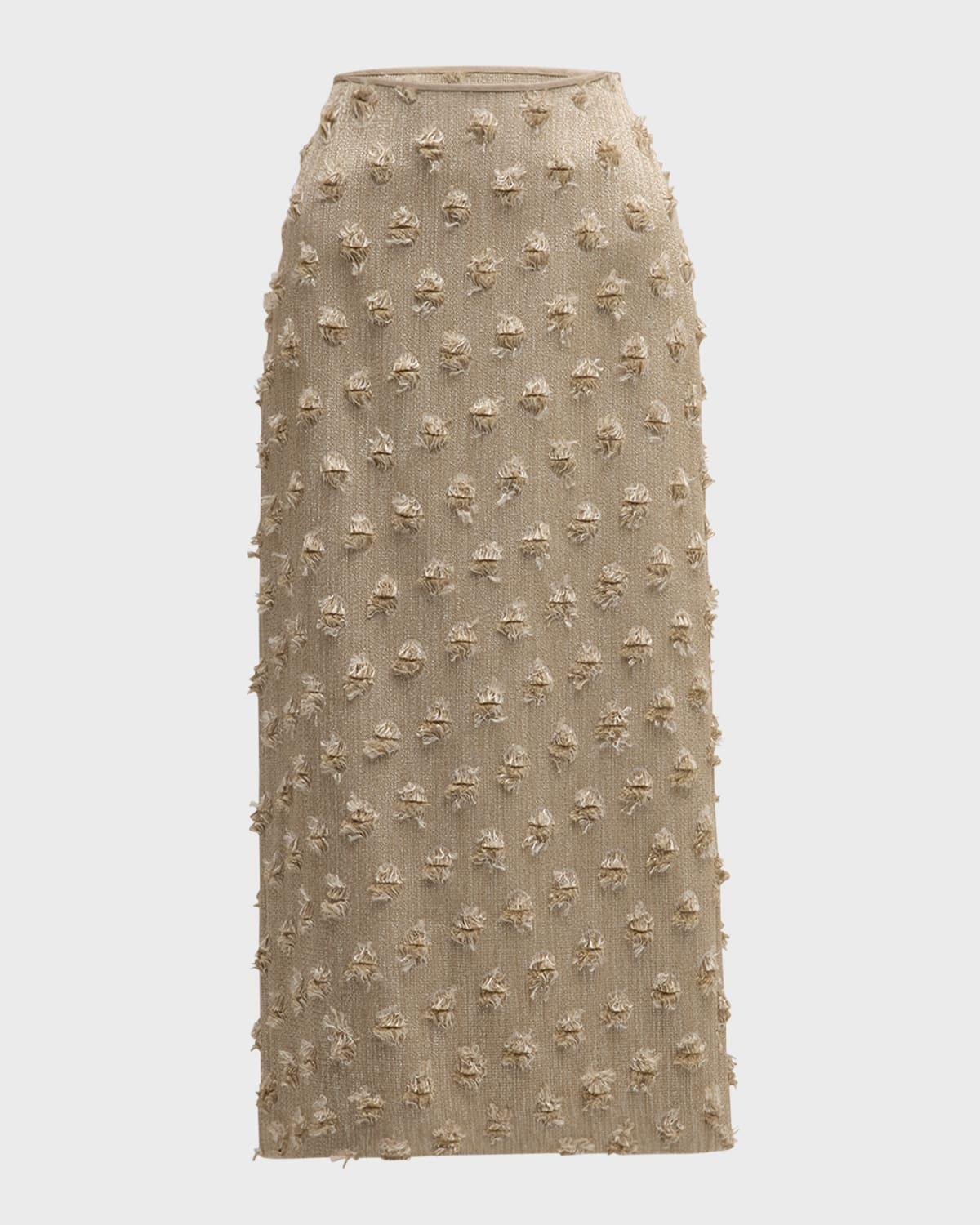 Fringe Dot Jacquard Midi Pencil Skirt Product Image