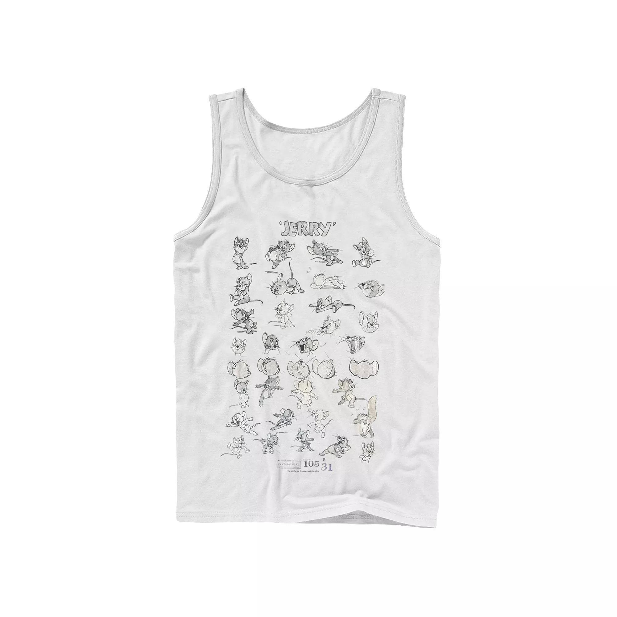 Mens Tom And Jerry Character Art Tank Top, Men's, Size: Large, White Product Image