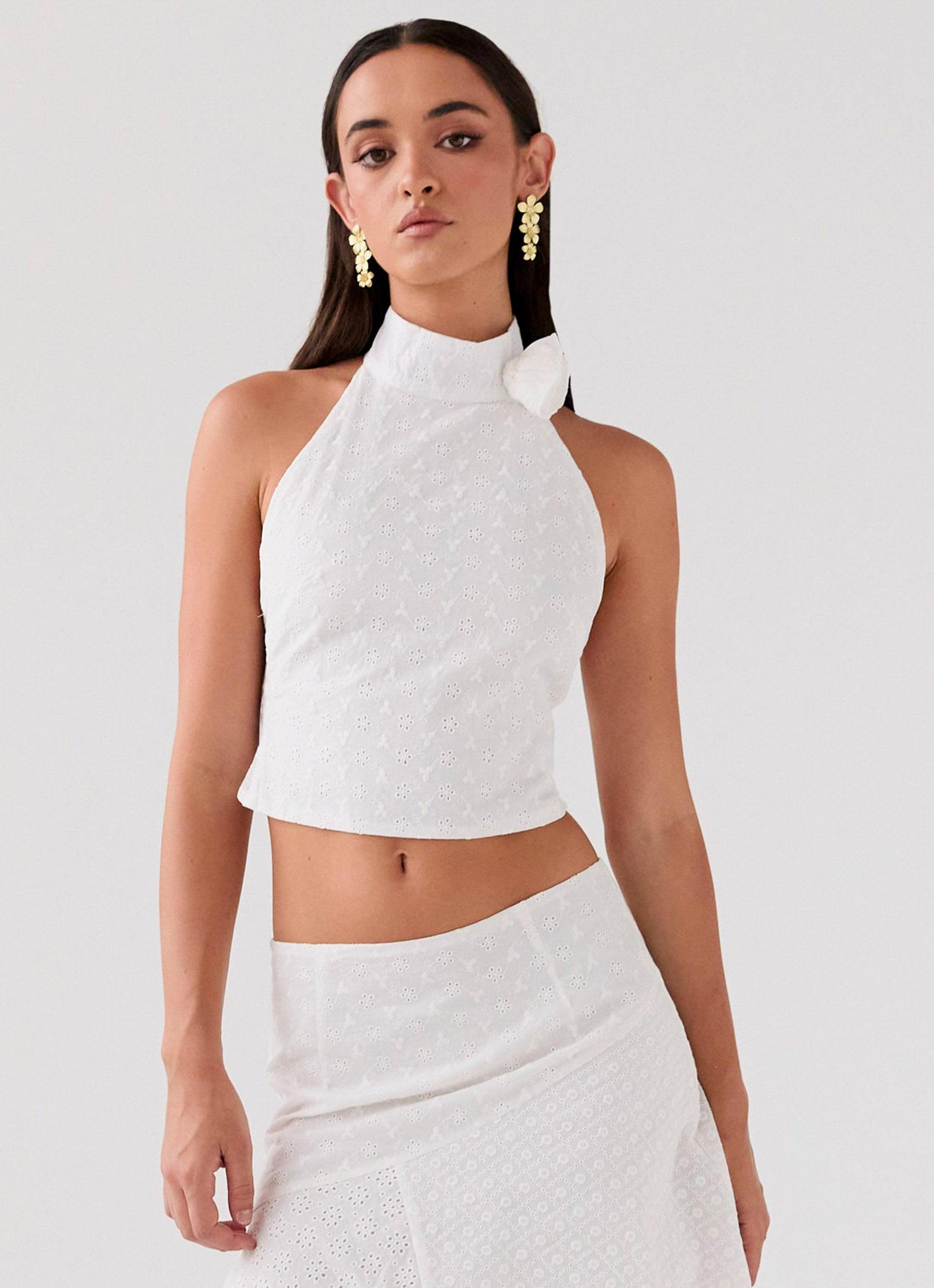Alice In Love Rose Top - White Product Image