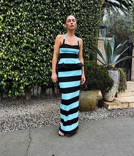 AFRM Franny Stripe Printed Matte Scuba Coordinating Maxi Skirt Product Image