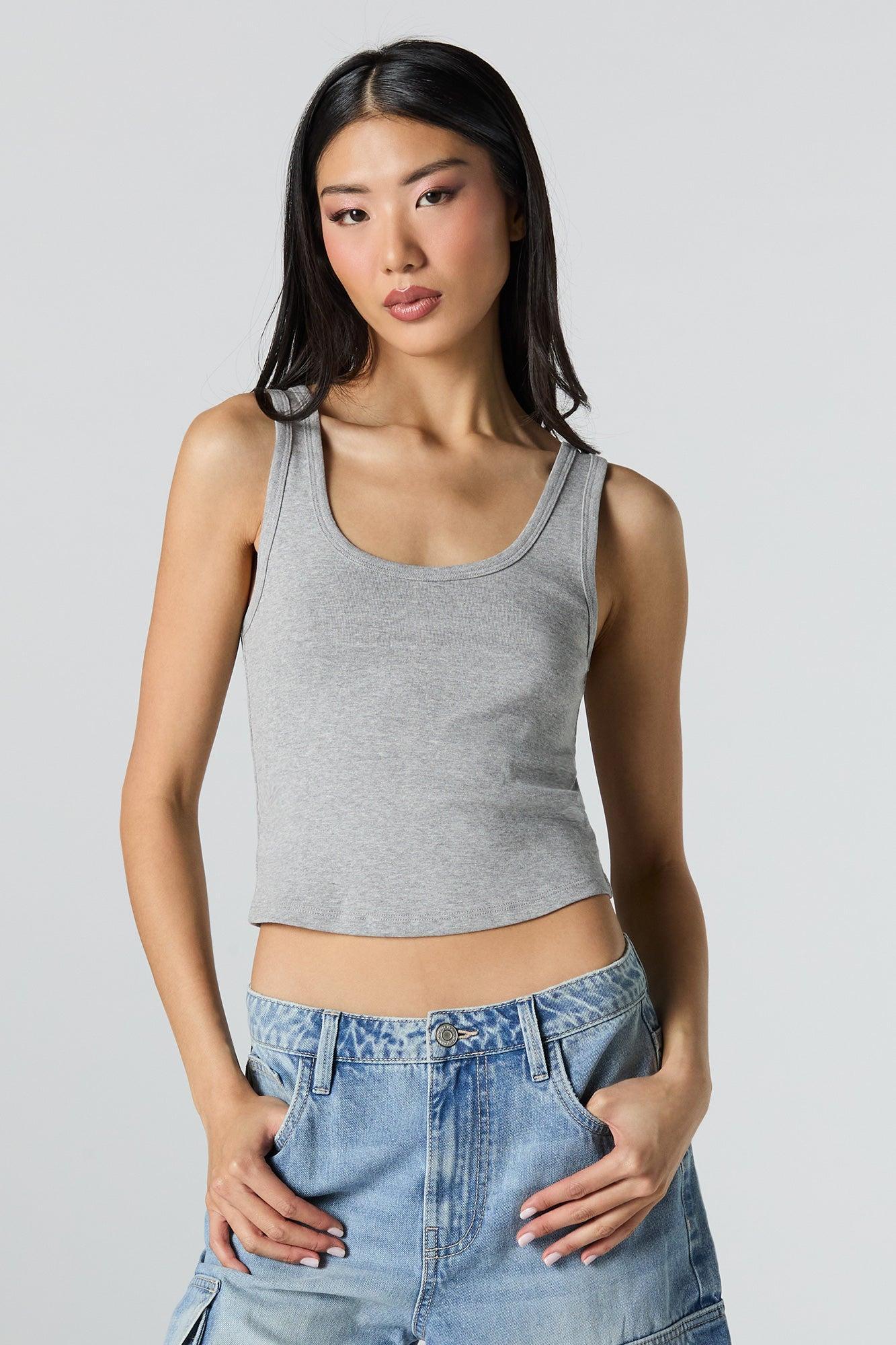 Cropped Ribbed Scoop Neck Tank Female Product Image
