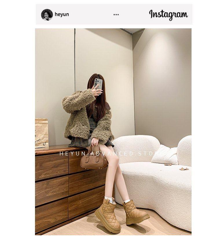 Platform Plain Quilted Ankle Boots Product Image