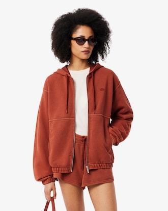 Oversized Wash Effect Zipped Sweatshirt Product Image
