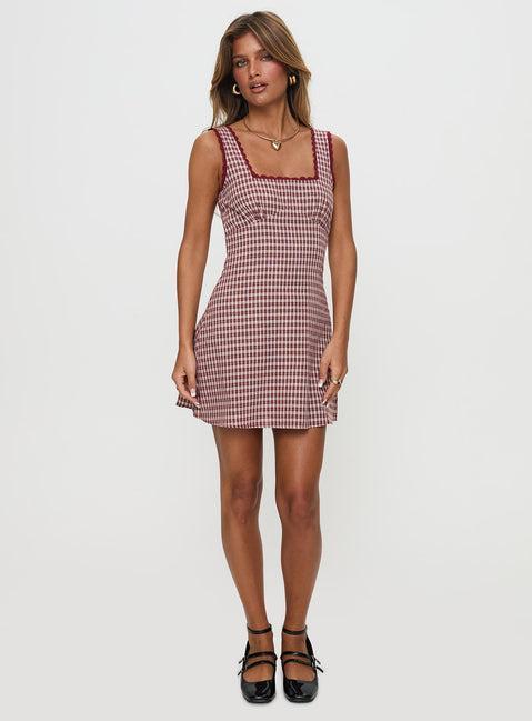 Dasha Mini Dress Red Check Product Image
