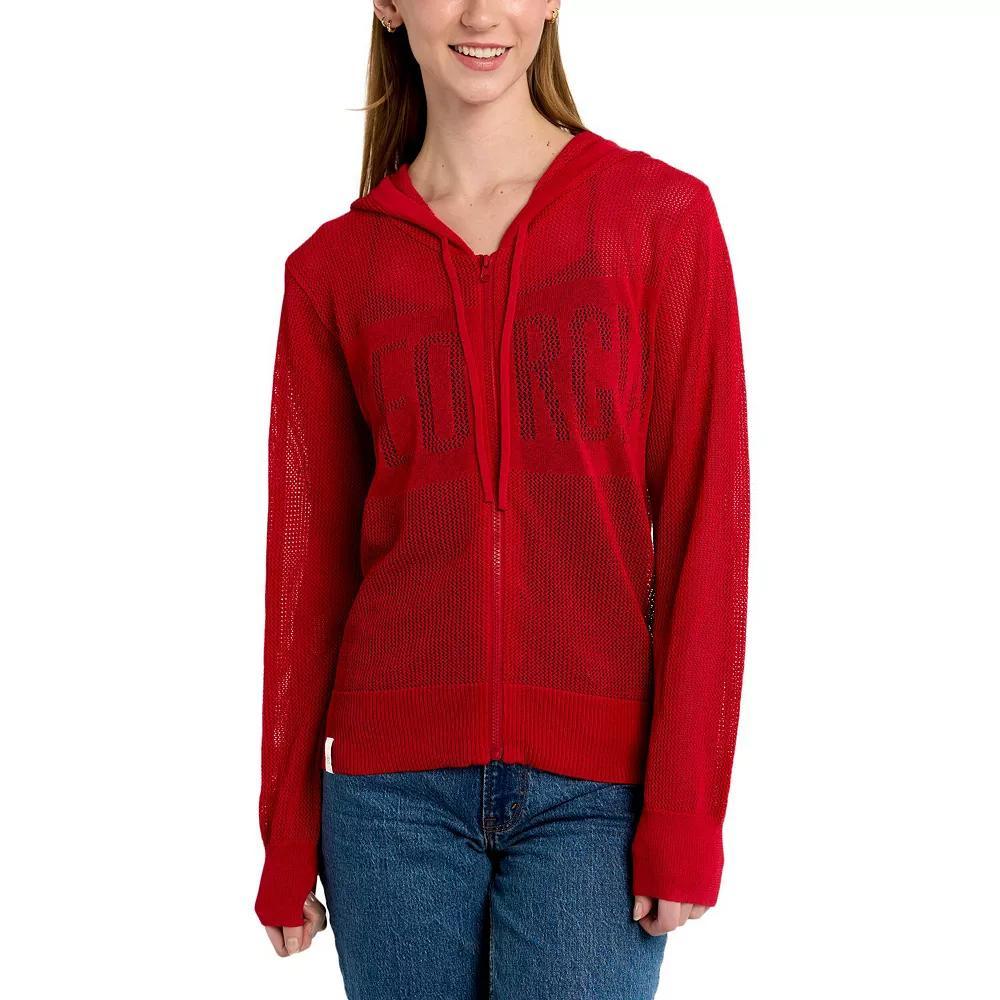 Women's Lusso Red Georgia Bulldogs Summer Tonal Mesh Full-Zip Hoodie Sweater, Size: Small Product Image