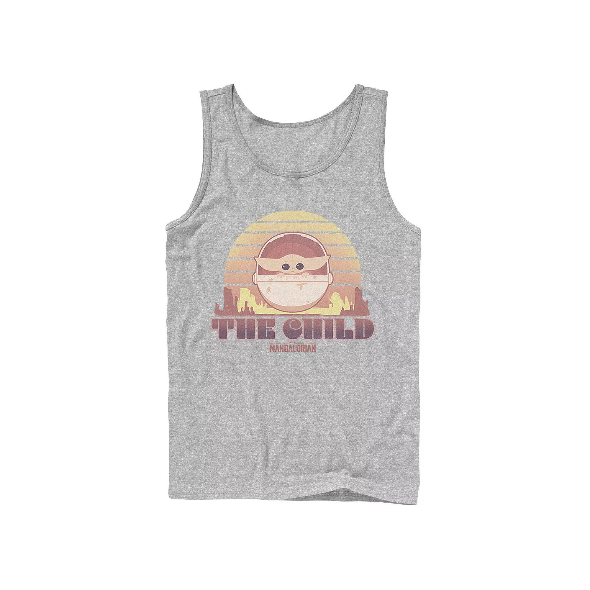Men's Star Wars The Mandalorian The Child Retro Line Portrait Tank Top, Size: Large, White Product Image