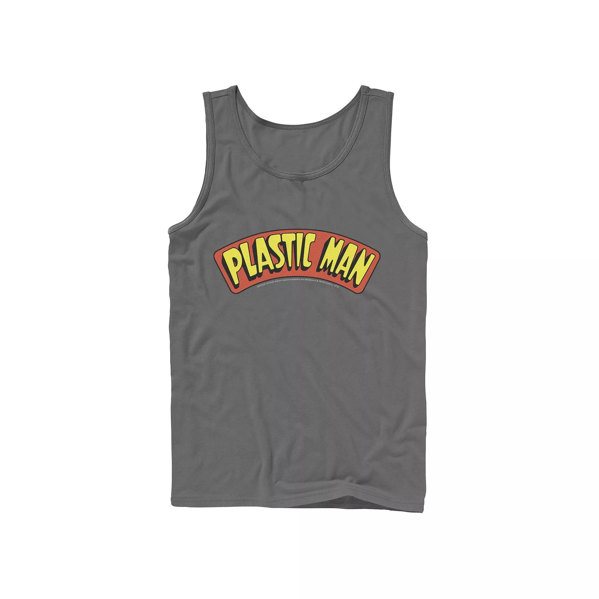 Men's DC Comics Plastic Man Text Logo Poster Tank Top, Size: XL, Grey Product Image