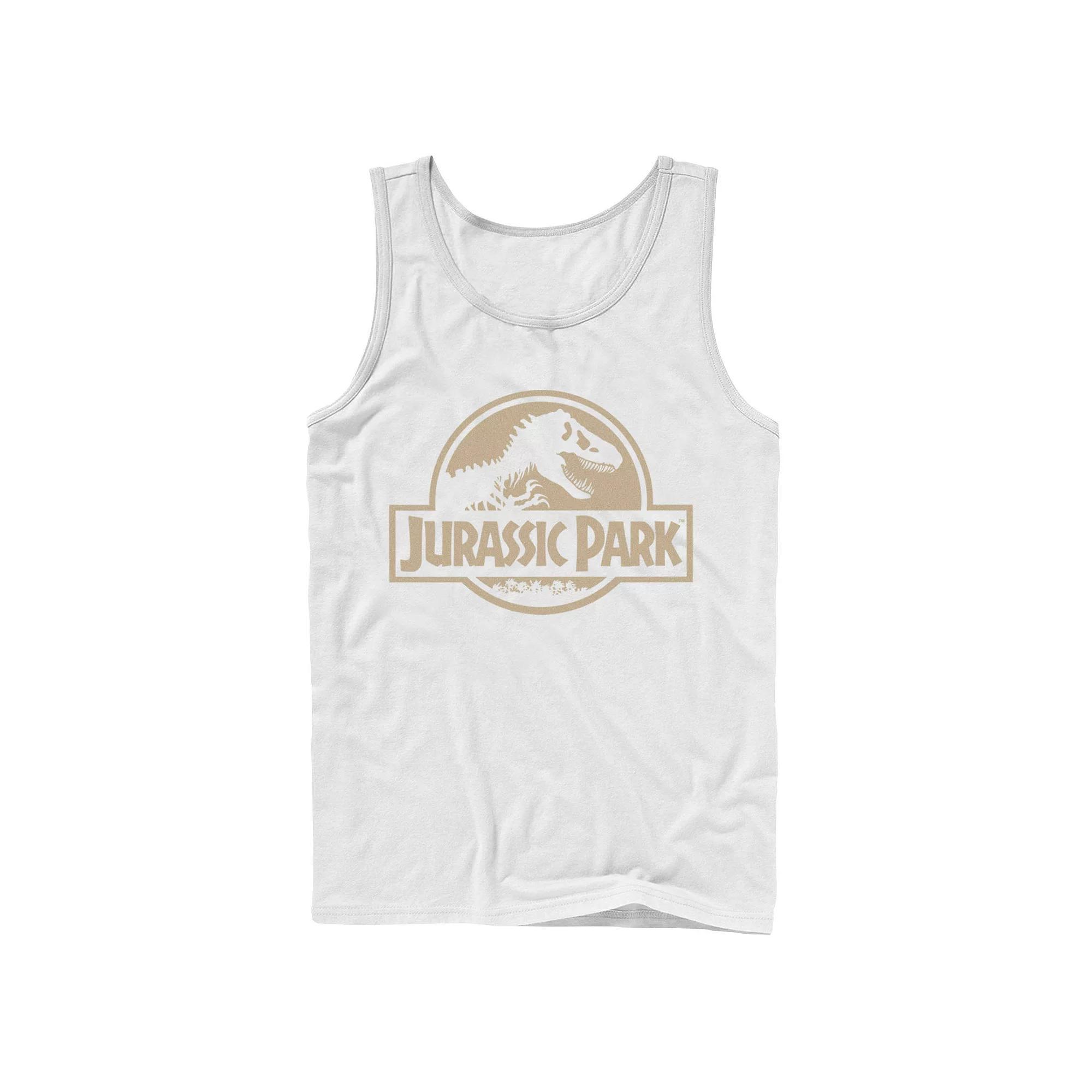 Men's Jurassic Park Beige Flat Movie Logo Tank Top, Size: Large, White Product Image